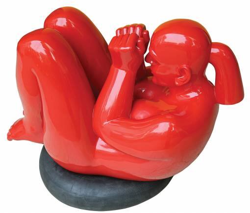 December 15th 2000 (2008), duco paint on fibreglass with vulcanized rubber tube, by Navjot.