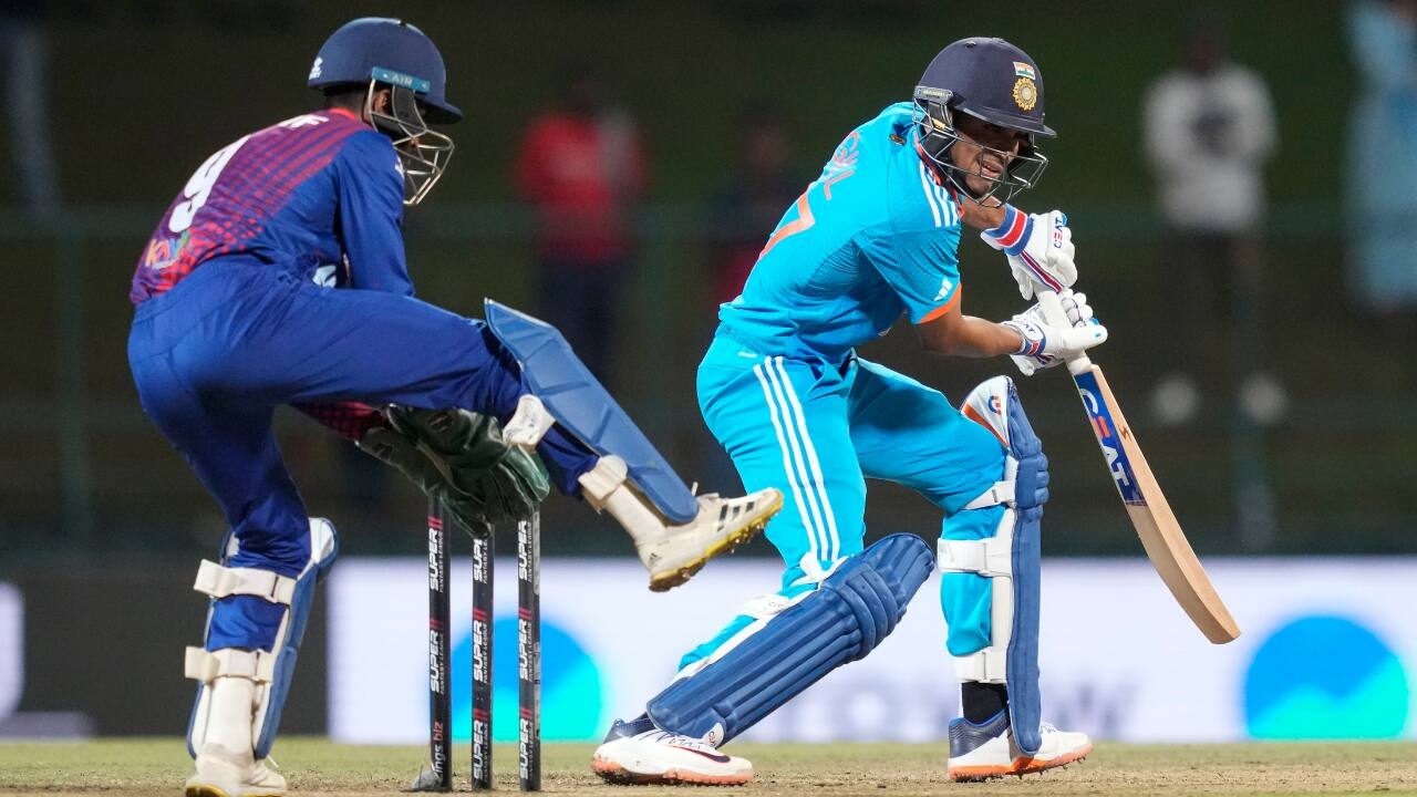 Shubman Gill, who struggled in the first game against Pakistan, struck three boundaries off seamer Sompal Kami before rain took the players off the field with India 17-0 in 2.1 overs. (Image: AP)