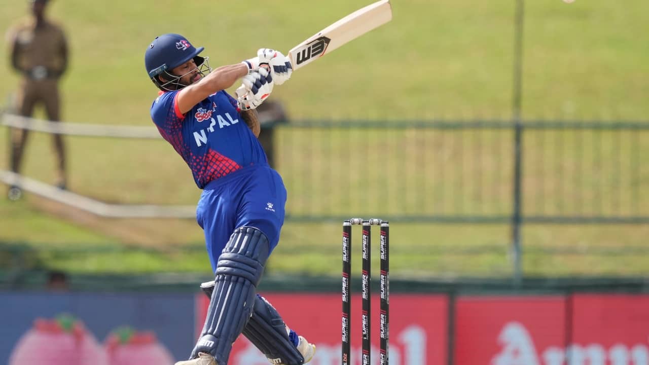 One of Bhurtel's two sixes went out of the ground over square leg off Siraj’s short pitched delivery. (Image: AP)