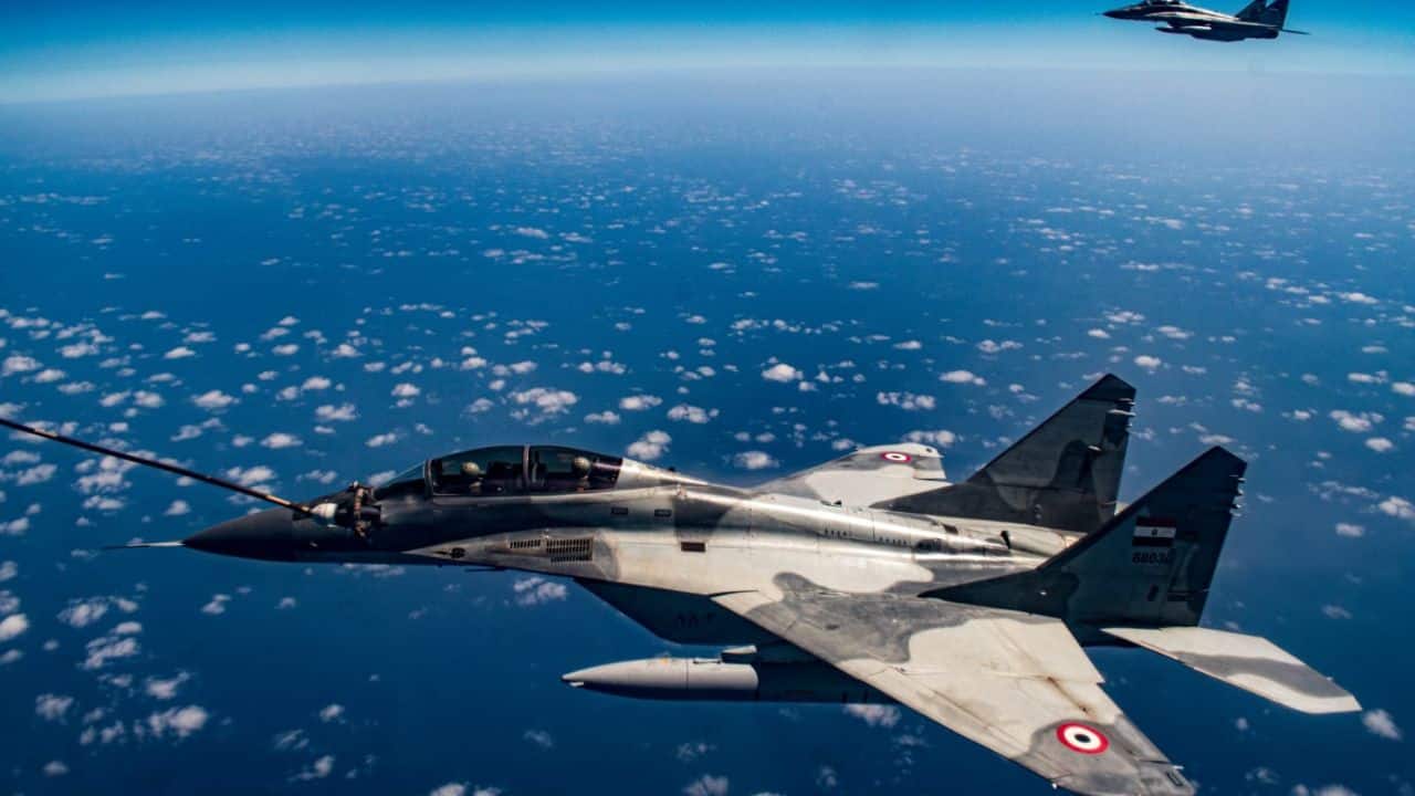 According to a news release from the Ministry of Defence, the IAF contingent will take part in the biannual multinational tri-service exercise at Cairo (West) Air Base, which began on Sunday and will conclude on September 16. (Image: X/@IAF_MCC) According to a news release from the Ministry of Defence, the IAF contingent will take part in the biannual multinational tri-service exercise at Cairo (West) Air Base, which began on Sunday and will conclude on September 16. (Image: X/@IAF_MCC)