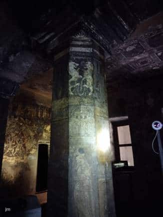 The image at the Ajanta Caves which inspired the UK's coat of arms. (Photo: Jayanthi Madhukar)