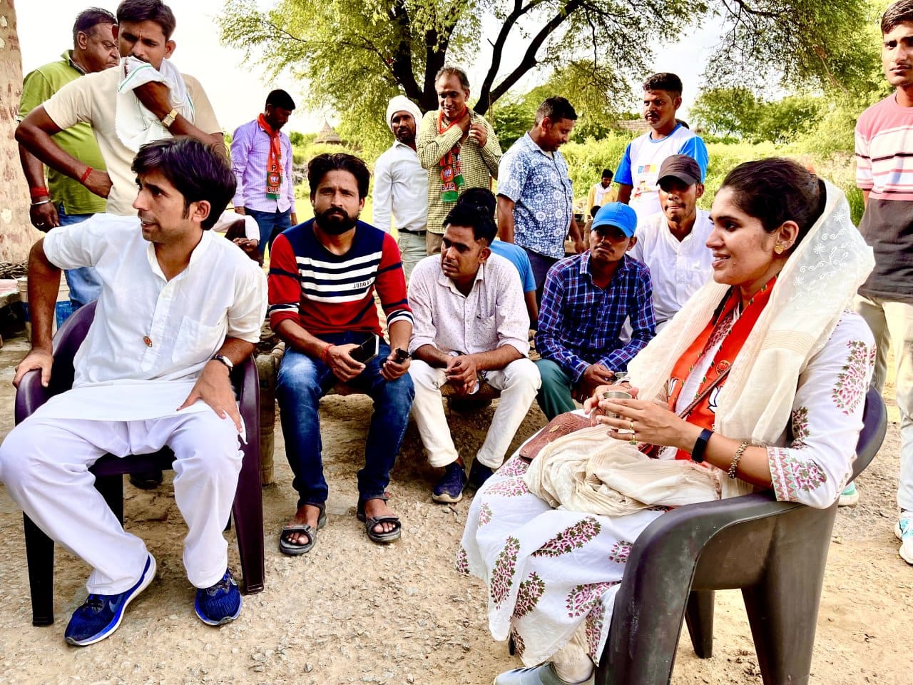 Malvika Mudgal campaigning in Rajakhera ahead of the 2023 Rajasthan Assembly elections. (Photo by Shantanu Guha Ray) 