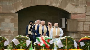 US President Joe Biden visits Raj Ghat memorial with Prime Minister Narendra Modi and other G20 leaders to pay homage to Mahatma Gandhi. (Image: Reuters)