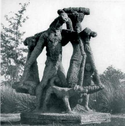 'The Santhal Family', artist Ramkinkar Baij's ten feet tall sculpture installed in Santiniketan in 1939, is considered the country's first outdoor sculpture about ordinary people. (Photo: Courtesy of Visva-Bharati)
