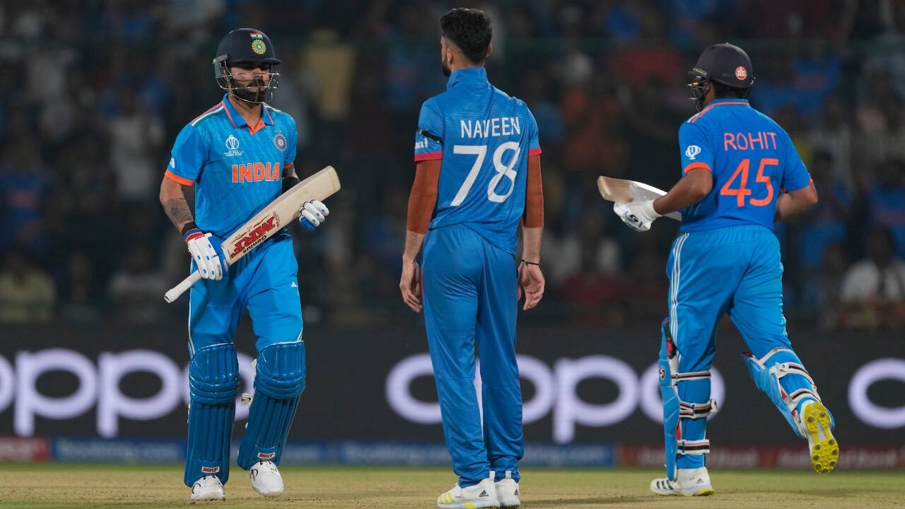 Sharma continued attacking the bowlers, scoring 29 off the next 19 balls, and added 49 off 42 balls with Kohli for the second wicket. He was bowled off Rashid Khan, trying to hit a googly out of the ground. (Image: AP)