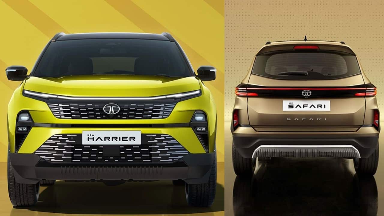 The design | As far as design goes, both the Harrier and Safari have very similar traits. However, unlike the earlier variants, both SUVs have their own distinguishing features. For example, both the Harrier and Safari flaunt a parametric grille complete with an LED strip toplining it. These then integrate into the LED DRLs which form separate units from the main headlamp cluster. Here’s where things get a little different. While the Harrier’s main headlamp housing is a trapezoidal unit, the Safari’s is more rectangular. The bumpers on both cars are different as well with the Safari showcasing more of the skid plate than the Harrier. The overall silhouette, however, remains familiar, with notable changes in the form of refreshed alloy wheels, both unique to each car measuring between 17 and 19 inches depending on the variant. As far as dimensions go, the Harrier measures 4,605 mm x 1,922 mm x 1,718 mm in length, width and height. The Safari is just slightly larger measuring 4,668 mm x 1,922 mm and 1,795 mm, respectively. Wheelbases for both SUVs measure an identical 2,741 mm. (Image: Tata Motors)