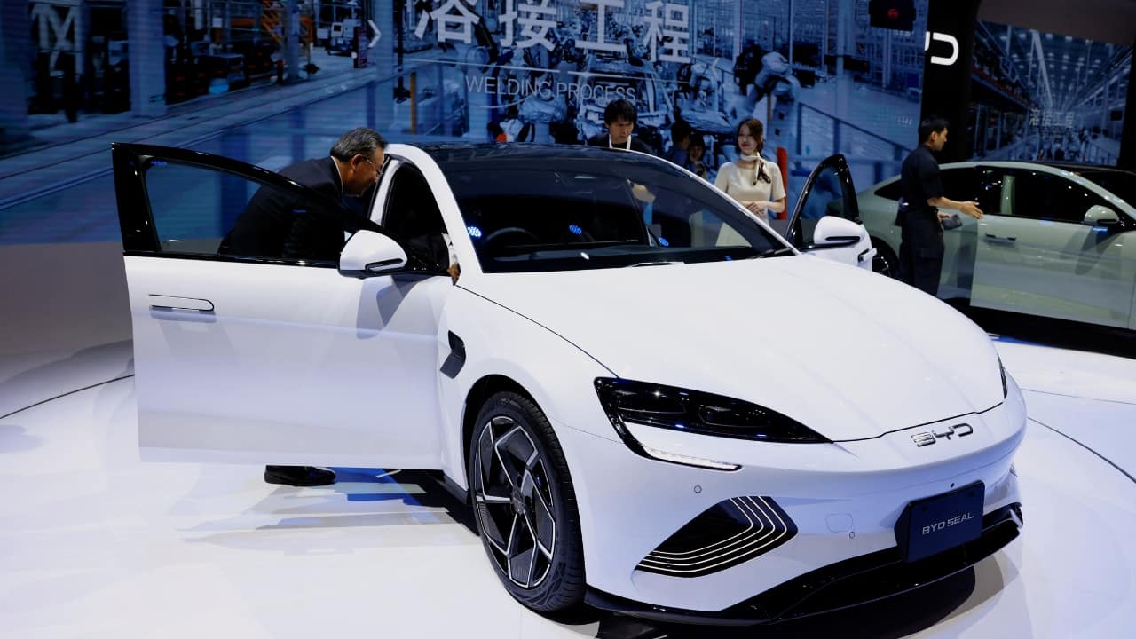 BYD’s Push Into Japan, World on Display | BYD, which began selling its all-electric Atto-3 SUV in Japan earlier this year and Dolphin hatchback last month, said its Seal electric sedan will hit the market next spring. (Image: Reuters)