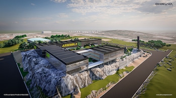 A model of Dhruva Space's assembly, integration and testing facility that is set to built at Shamshabad in the outskirts of Hyderabad