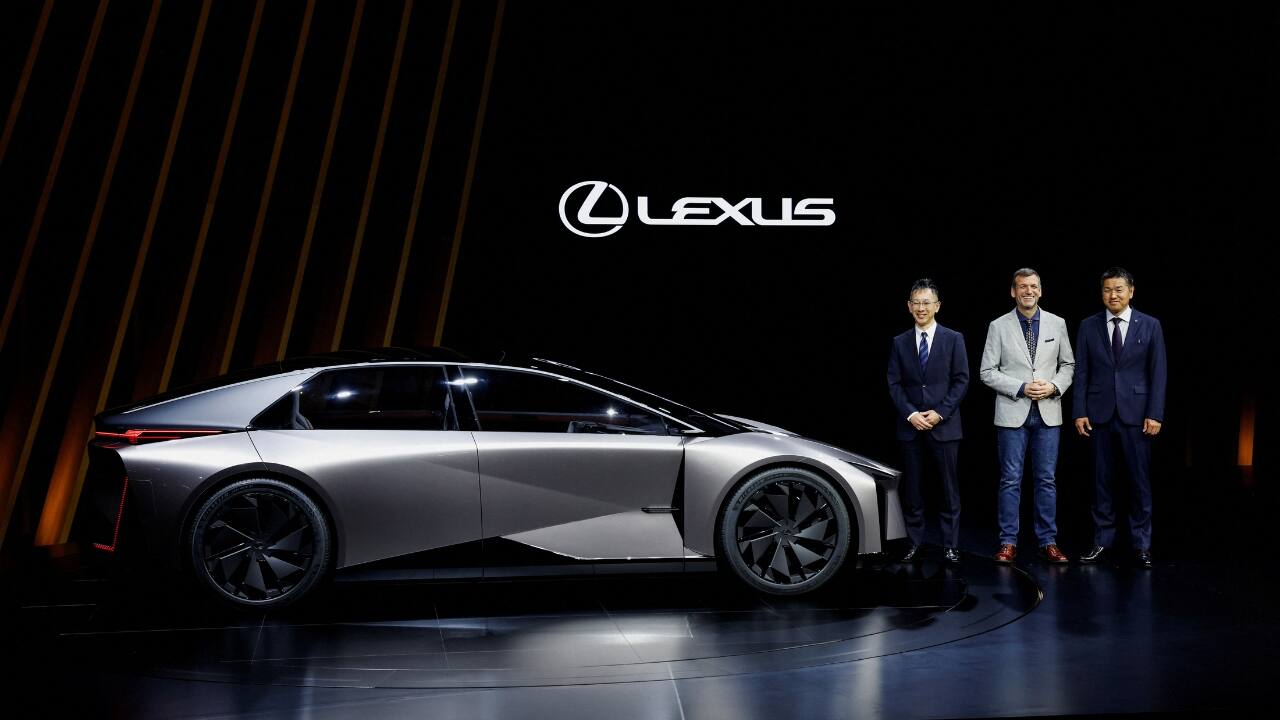 Lexus Leads Charge Into Toyota’s EV Future | The Lexus concept LF-ZC will become the centerpiece of Toyota’s campaign to take on Tesla and BYD, with the Japanese carmaker’s premium brand set to go carbon neutral by 2035. The sleek EV will be sold in 2026, taking advantage of the company’s next-generation battery platform to offer better range and faster charging, Simon Humphries, Toyota’s Chief Branding Officer, said at a presentation. (Image: Bloomberg)