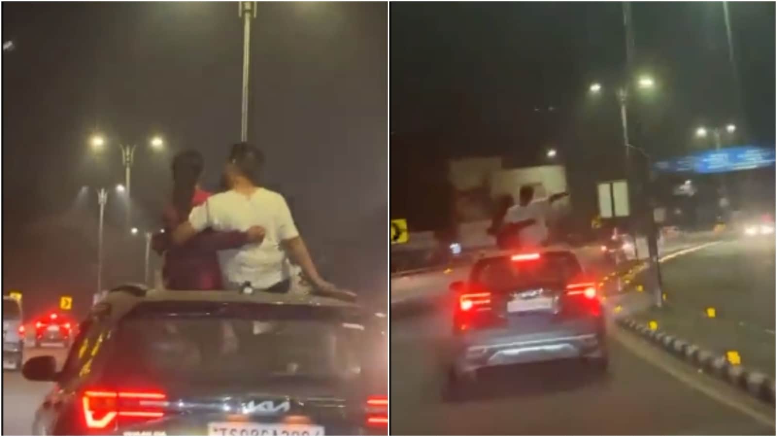 Xxx Jks Hd Vidio - Hyderabad couple kisses while hanging out of sunroof in viral video.  Internet is divided
