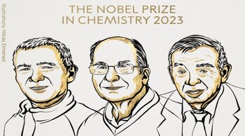 Nobel Prize in Chemistry winners are Moungi G. Bawendi, Louis E. Brus and Alexei I. Ekimov (Illustration image credit: @NobelPrize/X)