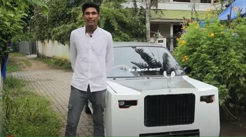 Hadif with his modified 'Rolls Royce'. (Image credit: Tricks Tube by Fazil Basheer/YouTube)