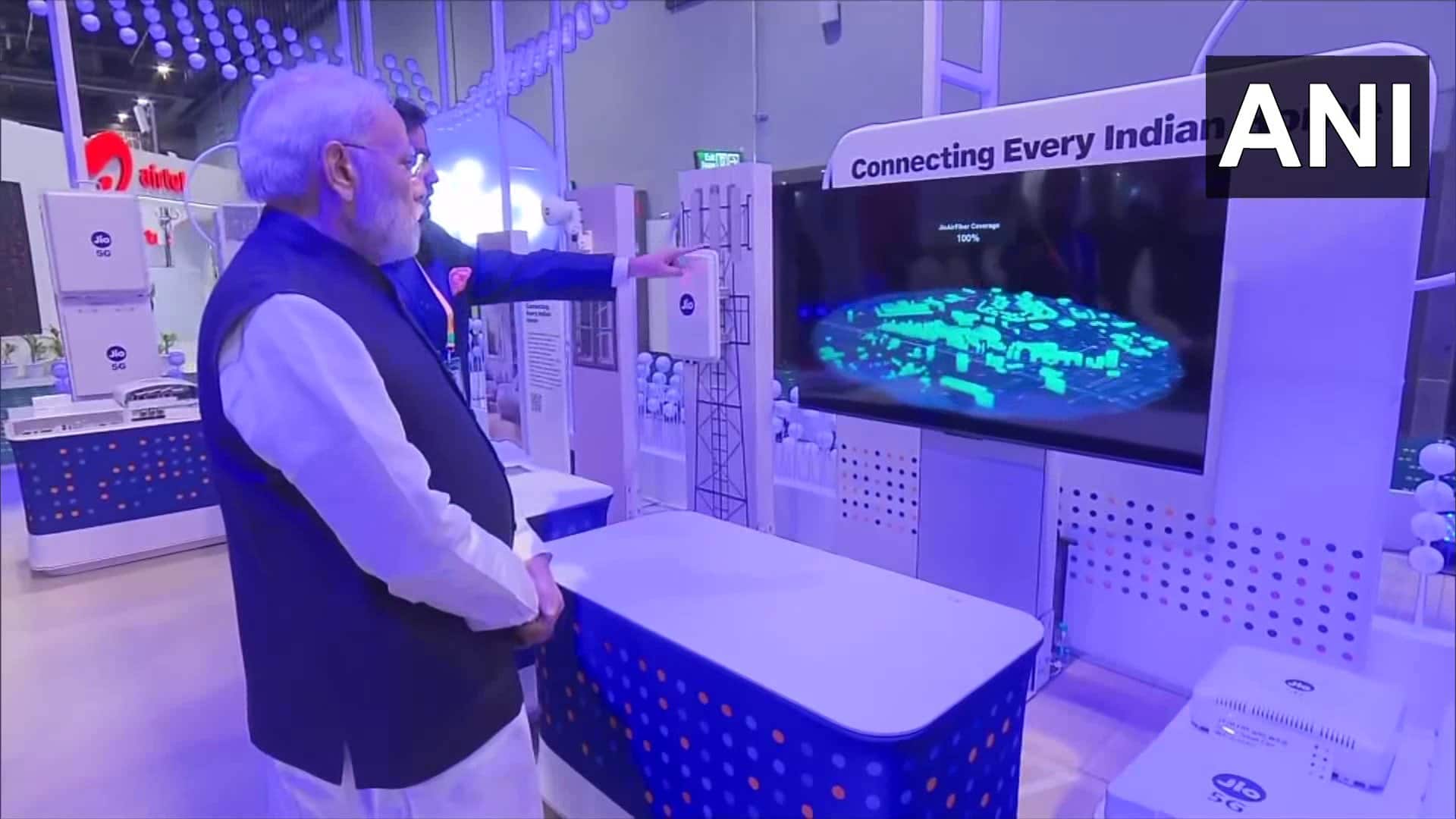 Speaking at the India Mobile Congress, the PM reeled out statistics to show how India has turned into an exporter of mobile phones from being an importer and how big tech companies -- from Apple to Google -- are lining up to become manufacturers in the country. (Image: ANI)