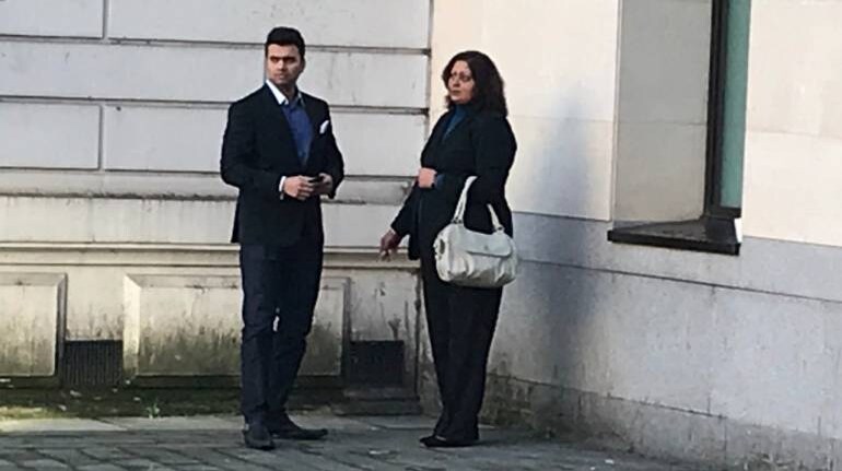 Kaval Raizada, 35, and Arti Dhir, 58, outside the Westminster Magistrates' Court in July 2019. The Indian-origin couple was arrested in June 2021 after authorities in Australia seized cocaine at Sydney airport which was shipped from Heathrow. (File photo by Danish Khan)