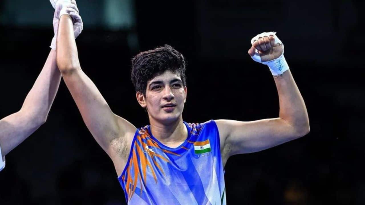Boxer Praveen Hooda won the bronze medal in the Women's 57kg category on October 4 and secured her ticket to the Paris 2024 Olympics. (Image: X/Anurag Thakur)