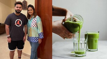 Rishabh Pant with his nutritionist Shweta Shah; green juices were added to Pant's diet