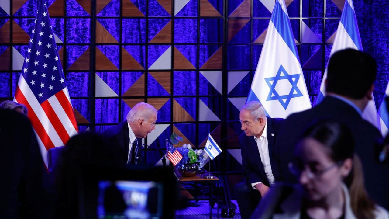 Following many phone discussions since the attacks, their face-to-face meeting will allow Biden to quietly discuss concerns and potential red lines in the upcoming Gaza invasion. (Image: Reuters)