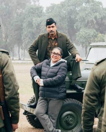 Vicky Kaushal and Meghna Gulzar on the sets of Sam Bahadur