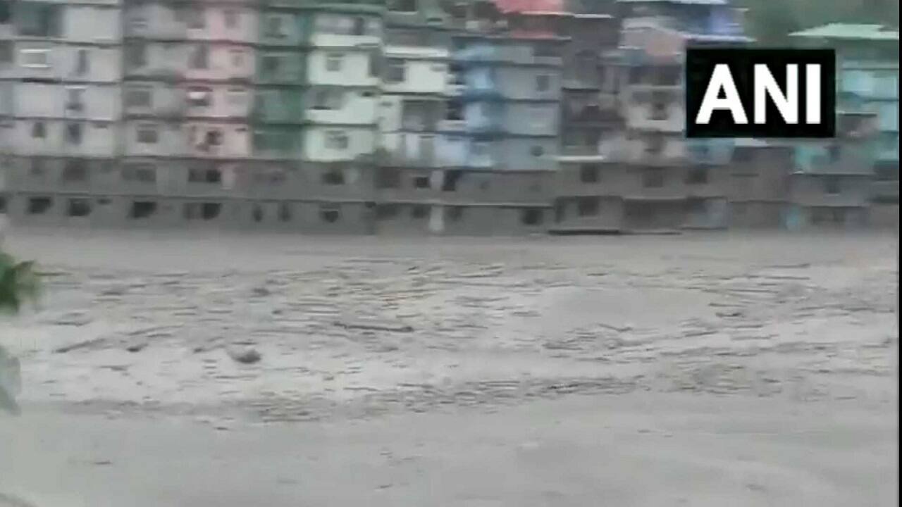 Army vehicles parked at Bardang near Singtam got affected as officials said 41 vehicles submerged under the water. (Image: ANI)