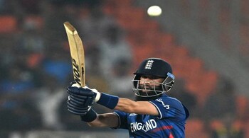 England's Moeen Ali plays a shot during the 2023 ICC Men's Cricket World Cup one-day international (ODI) match between England and Australia at the Narendra Modi Stadium in Ahmedabad on November 4 (Image: AFP)