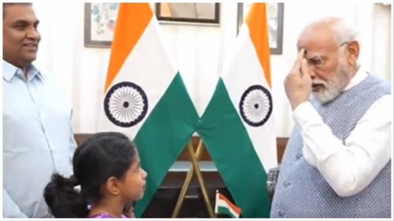 770px x 431px - PM Modi performs coin trick for children visiting his office. Watch