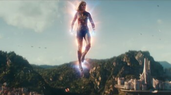 Carol Danvers played by Brie Larson in The Marvels. (Screen grab/YouTube/Marvel Entertainment)