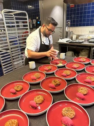 Chef Hussain Shahzad prepping for the dinner at Eleven Madison Park, New York.