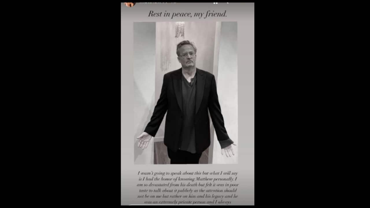 Screenshot of Athenna Crosby's tribute to Matthew Perry. (Image: @athennacrosby/Instagram) 