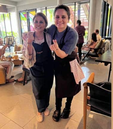 Oottupura's Marina Balakrishnan with Chef Garima Arora (right).