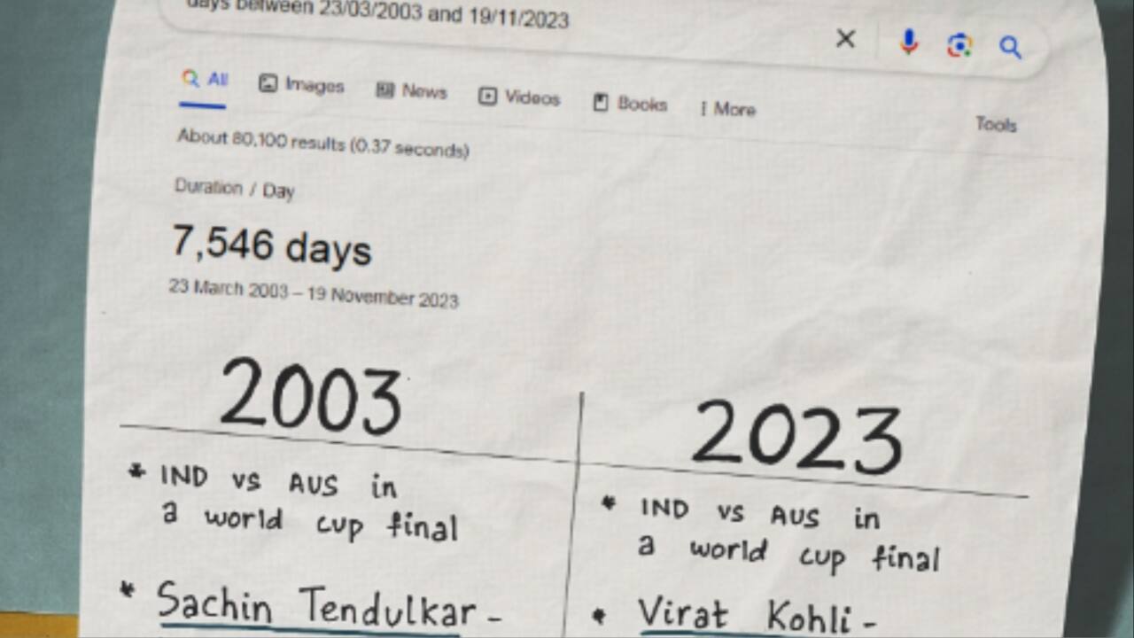 Google shares similarities between World Cup finals 2023 and 2003 featuring Kohli, Tendulkar