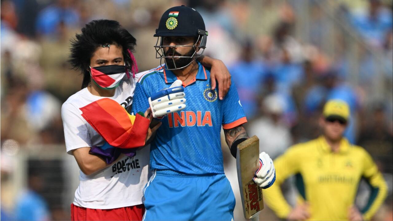 Cricket World Cup: Pitch invader wearing 'Free Palestine' t-shirt hugs Virat Kohli. See pics