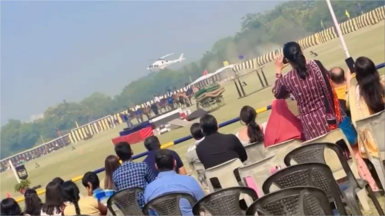 Watch: Helicopter lands on La Martiniere College ground during sports day, panic among students and parents Watch: Helicopter lands on La Martiniere College ground during sports day, panic among students and parents
