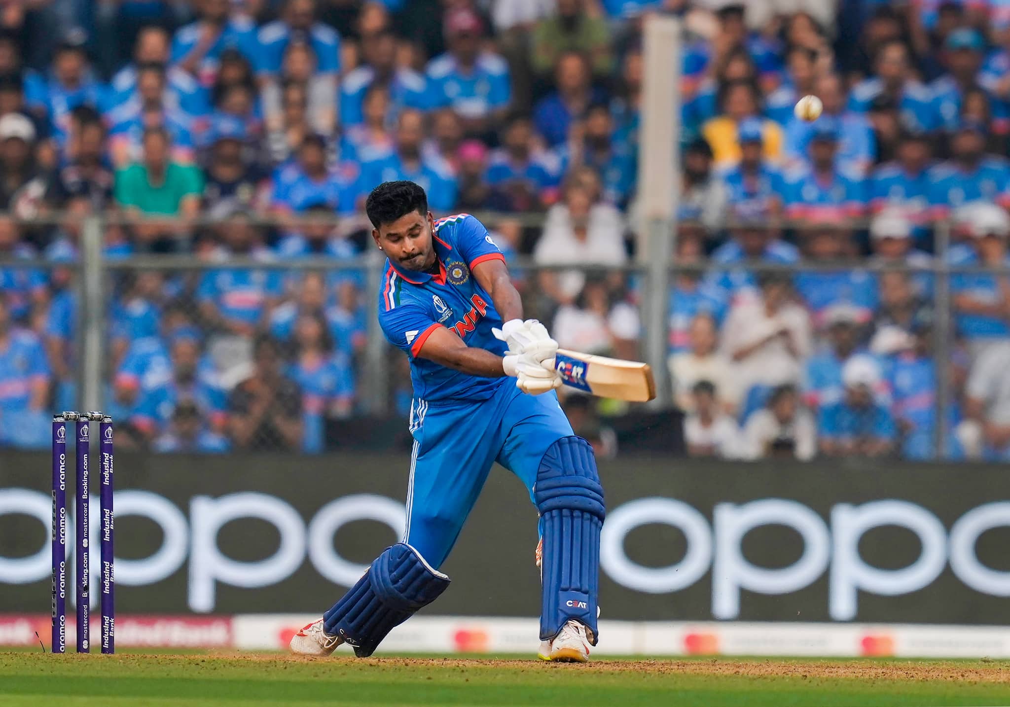 Shreyas Iyer achieved his second consecutive century in the World Cup. Although his impressive knock of 105 significantly contributed to India's imposing total, it was somewhat overshadowed by the monumental milestone achieved by Kohli. Setting a remarkable record, Iyer surpassed Australia's Adam Gilchrist by achieving the fastest century in a World Cup knockout game. Gilchrist had previously scored a match-winning century off 72 balls against Sri Lanka in the 2007 World Cup final. (Image: PTI) Shreyas Iyer achieved his second consecutive century in the World Cup. Although his impressive knock of 105 significantly contributed to India's imposing total, it was somewhat overshadowed by the monumental milestone achieved by Kohli. Setting a remarkable record, Iyer surpassed Australia's Adam Gilchrist by achieving the fastest century in a World Cup knockout game. Gilchrist had previously scored a match-winning century off 72 balls against Sri Lanka in the 2007 World Cup final. (Image: PTI)