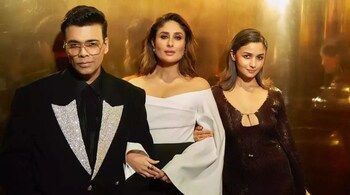 Karan Johar with Kareena Kapoor Khan and Alia Bhatt on Koffee With Karan season 8, episode 4.