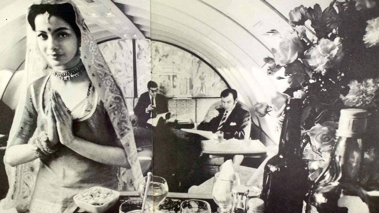 Air India ghagra-choli uniform in the 1970s.