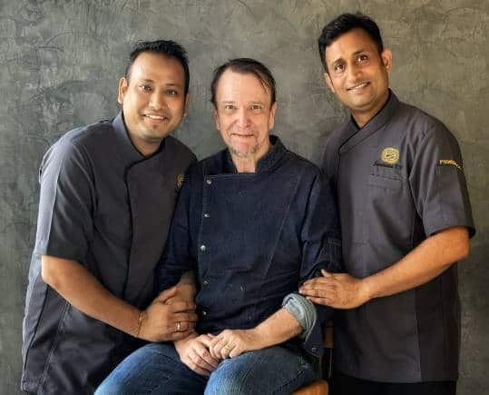 Head chef Prantush Rai (from left), culinary director David Thompson and brand chef Swatantra Gautam of Fireback, Goa.