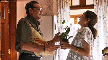 Neena Gupta and Jackie Shroff don’t exactly scream chemistry, but as a two-pronged assault of charm and amiable exteriors, they are able accomplices to each other’s missions in Mast Mein Rehne Ka. (Photo courtesy Prime Video India)