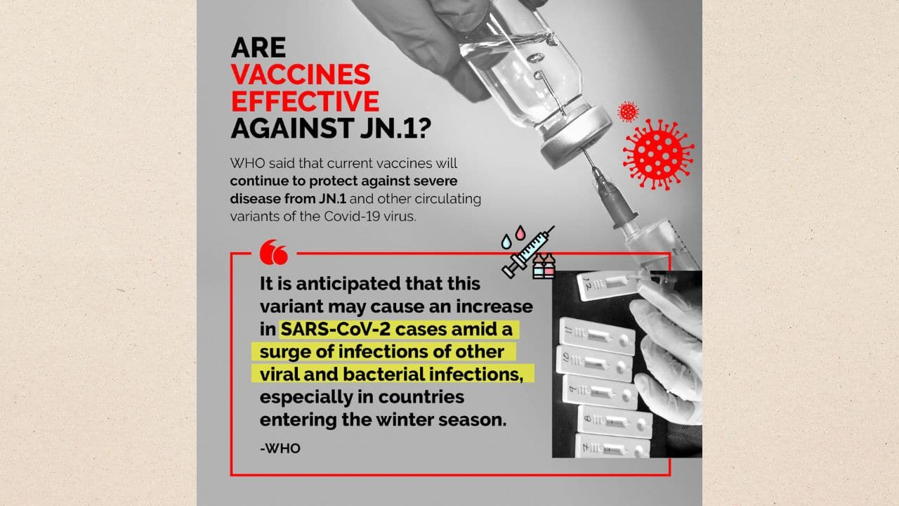 According to the WHO, current vaccines will continue to protect against severe sickness caused by JN.1 and other circulating forms of the COVID-19 virus. (Image: NW18 Creative)