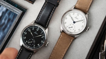 German brand Laco's Navy-inspired Cuxhaven and Bremerhaven watches are priced at around Euro 1,290 each.