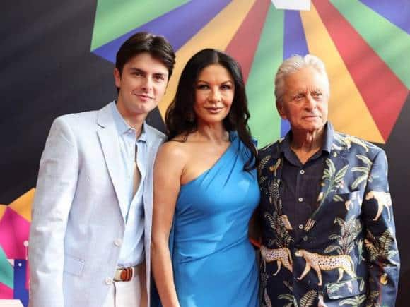 Veteran actor Michael Douglas with wife Catherine Zeta-Jones and son Dylan Michael Douglas at the 54th IFFI.