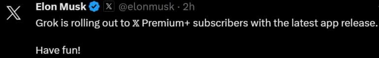 Elon Musk post
