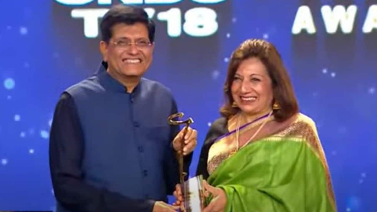 Biocon’s Kiran Mazumdar-Shaw was awarded Outstanding Business Leader of the Year by IBLA 2023. Biocon is today India's largest global Biosimilars Company, with revenues in excess of $1.4 billion and total assets worth over $6.5 billion. (Image: CNBCTV18/Twitter)