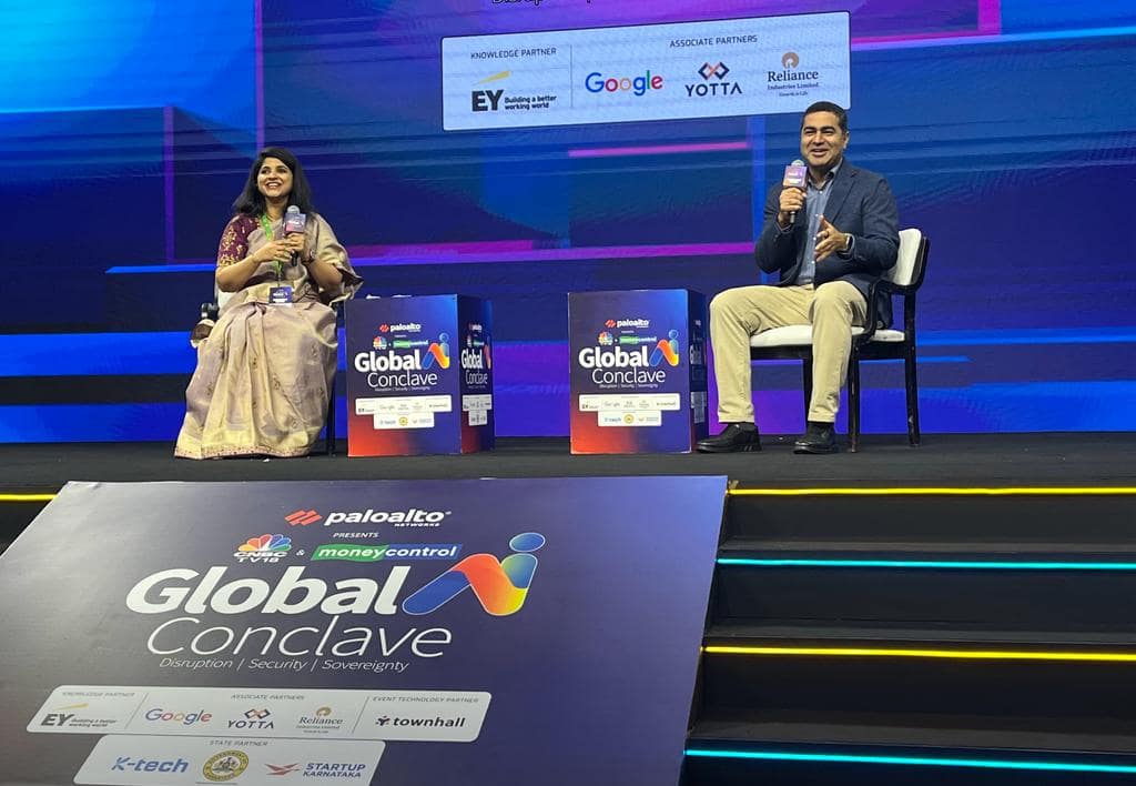 Chandra R Srikanth, Moneycontrol and Peak XV's Shailendra Singh in Bengaluru on December 16.