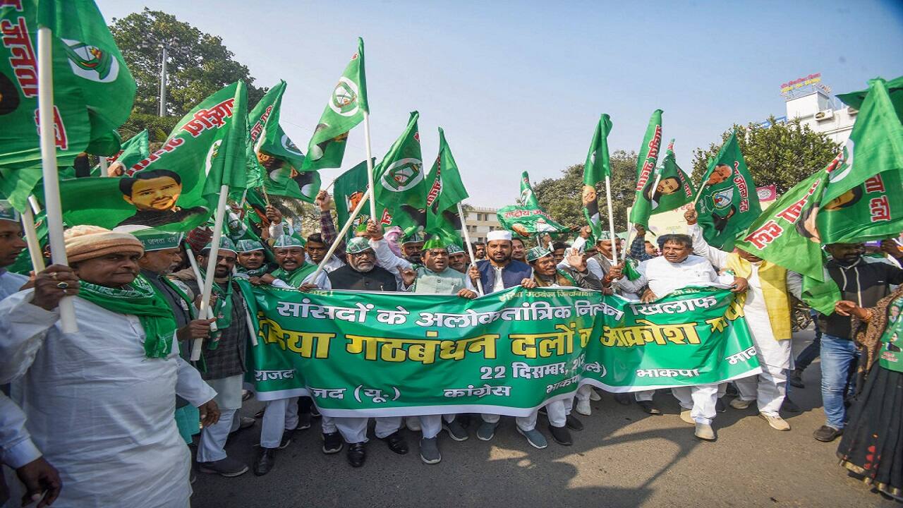 Take A Look At The INDIA Bloc Protests Against Suspension Of MPs From ...