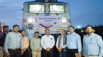 The statutory inspection of railway electrification works, followed by a speed trial at full sectional speed (110 Kmph) in the Hirisave - Hassan section