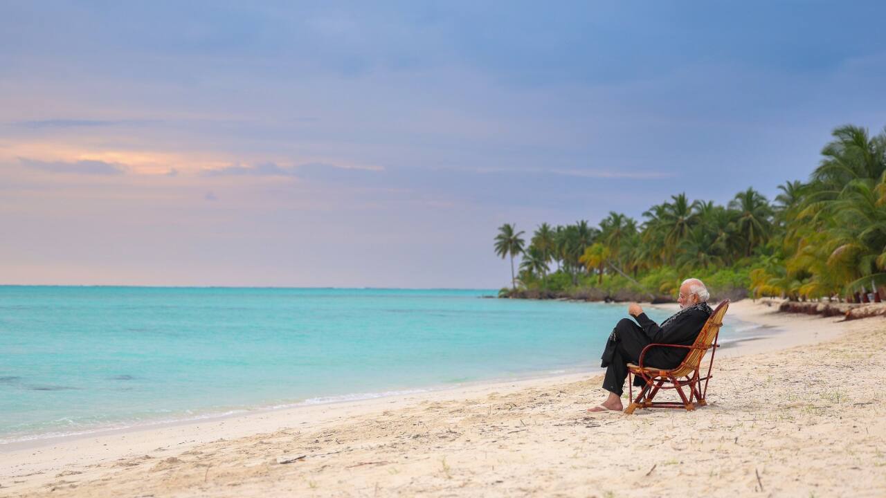 PM Modi expressed admiration for Lakshadweep's tranquil charm, reflecting on the serene environment during his stay. He noted that this tranquility provided him with the opportunity to contemplate and renew efforts for the welfare of India's 1.4 billion citizens. The PM also shared images from his morning walks along the pristine beaches. (Image: PM Modi's X acoount)