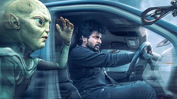 Sivakarthikeyan in a still from the recently released sci-fi thriller Ayalaan, to be released in Telugu soon.