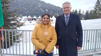Moneycontrol's Chandra R Srikanth with Organisation for Economic Co-operation and Development Secretary General Mathias Cormann