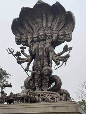 A statue of Hindu god Krishna's vishwaroop avatar during Mahabharata when Arjun asked Krishna to reveal his godly form, Kurukshetra, Haryana. (Photo: Neeta Lal)