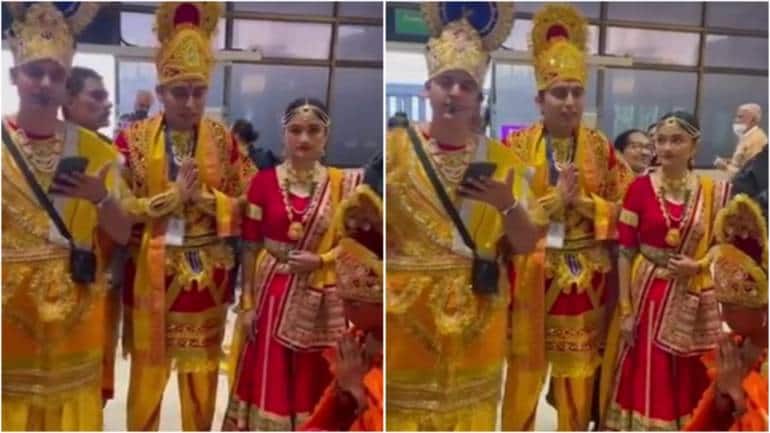Indigo staff dresses up Lord Ram, Sita and Lakshman for inaugural flight to Ayodhya - Vimarsana News